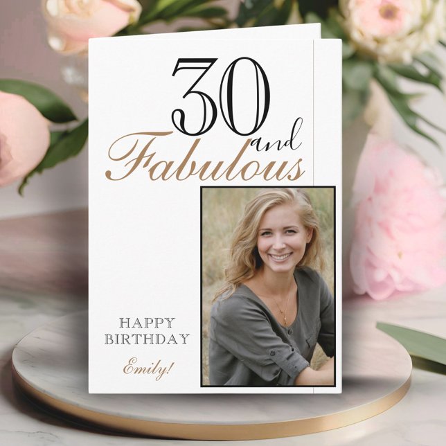 Tarjeta 30 y Fabulous Elegant Birthday Photo (Subido por el creador)