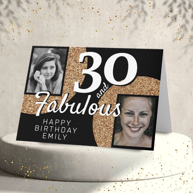 Tarjeta 30 y Fabulous Gold Purpurina 2 Foto 30 cumpleaños (Subido por el creador)