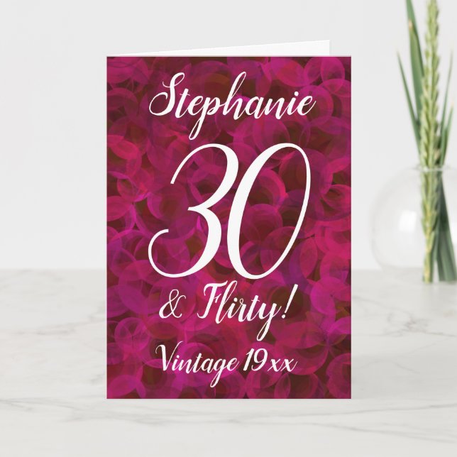 Tarjeta 30 y Flirty Abstract Red Rose Birthday (Anverso)