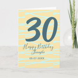 Tarjeta 30th birthday add name date year yellow blue paste