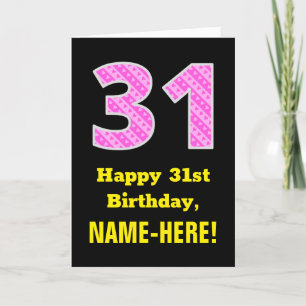 Tarjeta 31 Aniversario: Bandas y corazones rosados "31" +