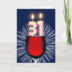Tarjeta 31 Aniversario con vino y velas