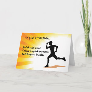 Tarjeta 31 Aniversario corriendo con fondo de ráfaga de so