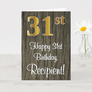 Tarjeta 31 Aniversario: Elegante Faux Gold Look #, Faux Wo