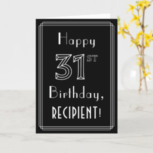 Tarjeta 31 Aniversario: Estilo Art Deco # 31 y nombre pers