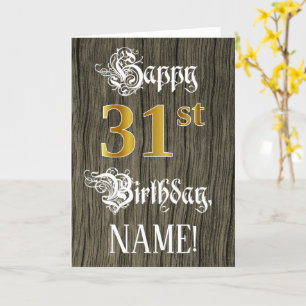 Tarjeta 31 Aniversario: Faux Gold Look + Faux Wood Pattern
