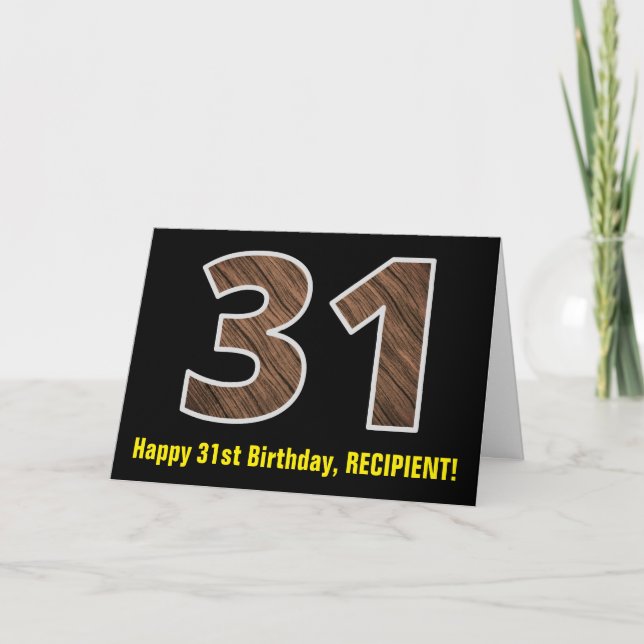 Tarjeta 31 Aniversario: Nombre + Patrón de grano de madera (Anverso)