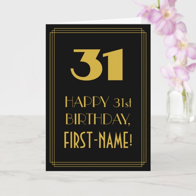 Tarjeta 31 cumpleaños ~ Art Deco Inspirado Aspecto "31" y  (Orquídea)