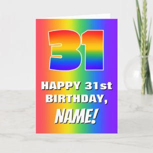 Tarjeta 31° cumpleaños: Colorido, divertido patrón arcoiri
