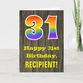 Tarjeta 31° cumpleaños: Rústica apariencia de madera falsa