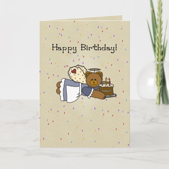 Tarjeta 3273 Pastel de oso de cumpleaños Angel (Anverso)