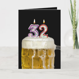 Tarjeta 32.ª Cerveza de cumpleaños con negro