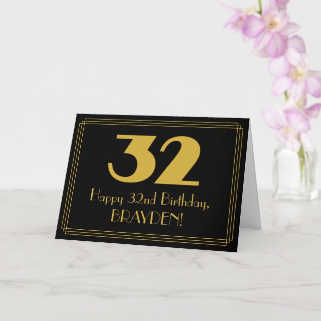 Tarjeta 32.º cumpleaños: Aspecto inspirado en el Art Deco  (Orquídea)