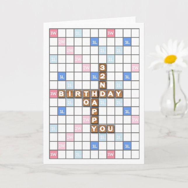 Tarjeta 32.º cumpleaños, tabla de juegos de palabras (Planta pequeña)
