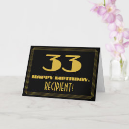 Tarjeta 33.º Cumpleaños: Nombre + Art Deco Inspirado Aspec