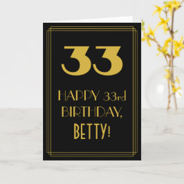 Tarjeta 33 Aniversario ~ Art Deco Inspirado Aspecto "33" y