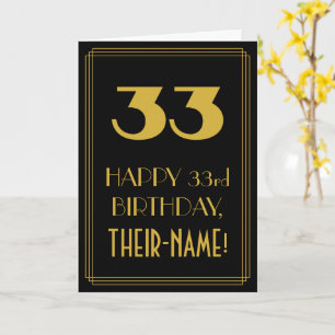Tarjeta 33 Aniversario - Estilo Art Deco inspirado "33" y
