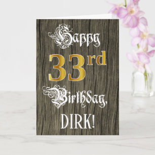 Tarjeta 33 Aniversario: Faux Gold Look + Faux Wood Pattern