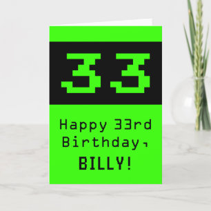 Tarjeta 33 Aniversario: Nerdy / Geeky Style "33" y nombre