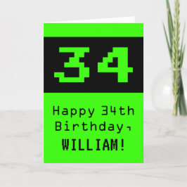 Tarjeta 34º cumpleaños: Nerdy / Geeky Style "34" y nombre