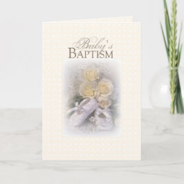 Tarjeta 3429 Baptismo del bebé zapatos rosas amarillas