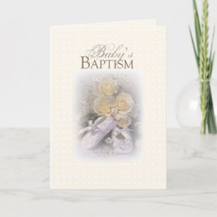 Tarjeta 3429 Baptismo del bebé zapatos rosas amarillas