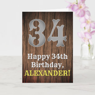 Tarjeta 34.º cumpleaños: Country Western Inspired Look, No