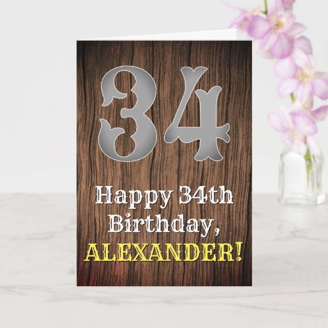 Tarjeta 34.º cumpleaños: Country Western Inspired Look, No (Orquídea)