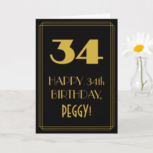 Tarjeta 34 Aniversario - Aspecto inspirado en el Art Deco  (Planta pequeña)