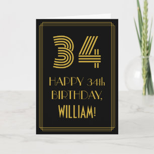 Tarjeta 34 Aniversario del nacimiento: Aspecto inspirado p