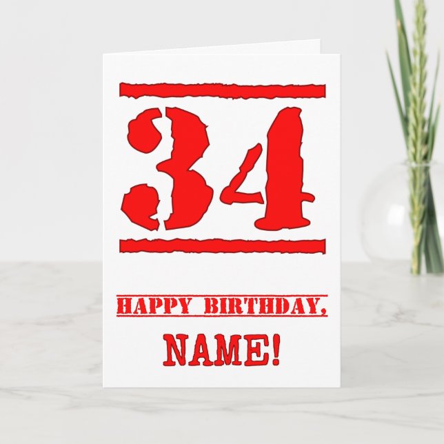 Tarjeta 34 Aniversario: Diversión, sello rojo de goma insp (Anverso)