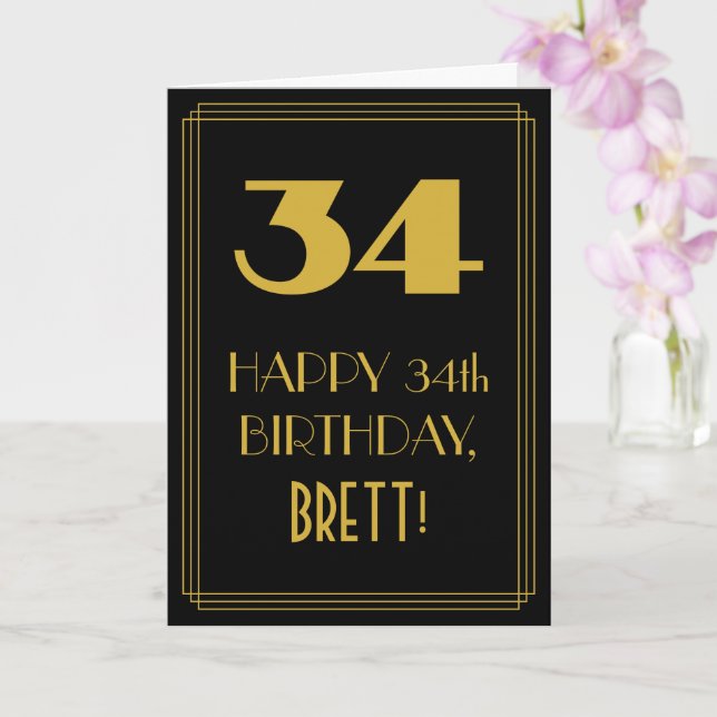 Tarjeta 34 cumpleaños ~ Art Deco Inspirado look "34" y nom (Orquídea)