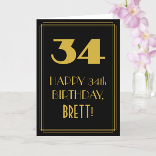 Tarjeta 34 cumpleaños ~ Art Deco Inspirado look "34" y nom