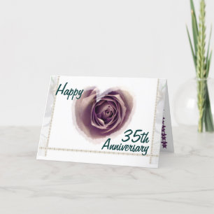 Tarjeta 35º Aniversario de Boda - Corazón de Rosa Púrpura