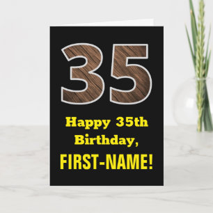 Tarjeta 35º cumpleaños: Nombre, Patrón de grano de madera 