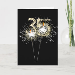 Tarjeta 35.ª estafa de cumpleaños en negro