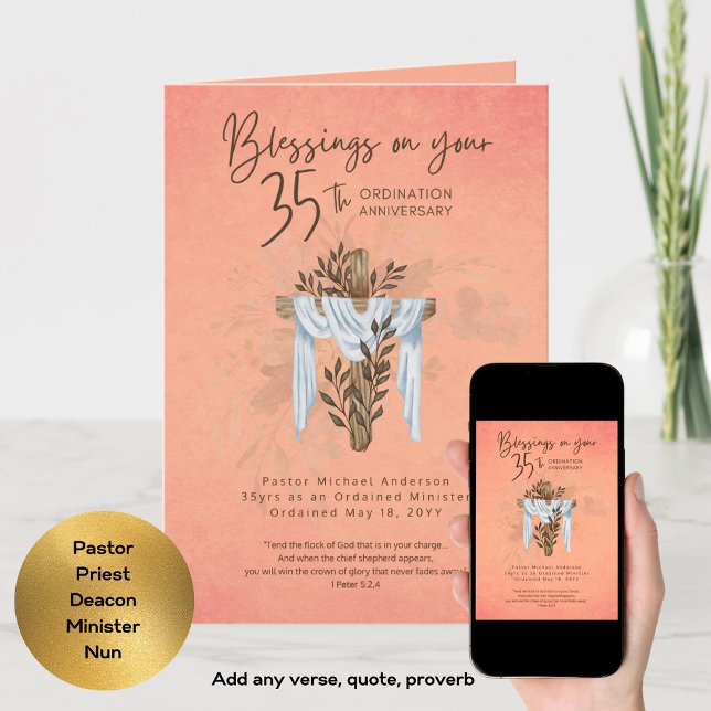 Tarjeta 35.ª ORDENACIÓN Pastor Sacerdote ANIVERSARIO (Subido por el creador)