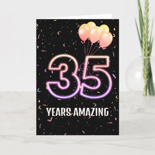 Tarjeta 35.º Balón de cumpleaños y Confetti