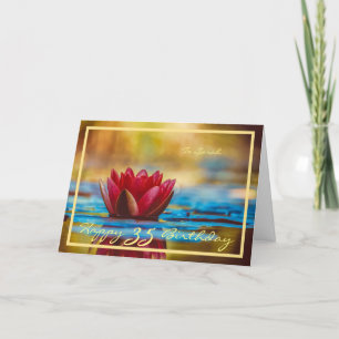 Tarjeta 35.º Marco de oro elegante de Sarah Red Water Lily