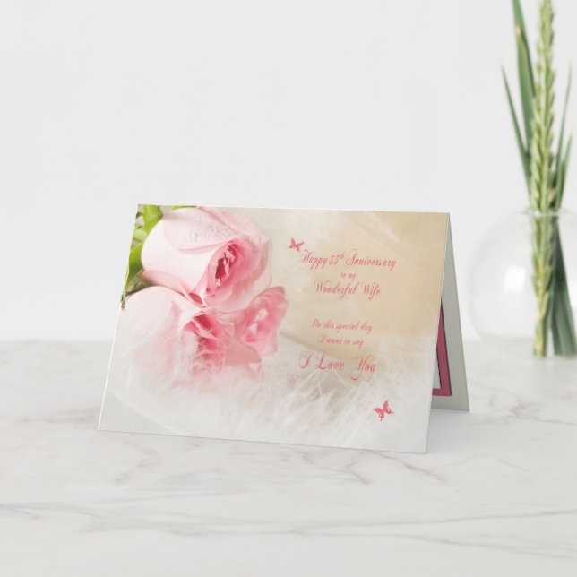 Tarjeta 35° aniversario del Boda de la esposa con rosas (Anverso)