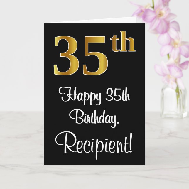 Tarjeta 35 Aniversario ~ Elegante Lujoso Faux Gold Look # (Orquídea)