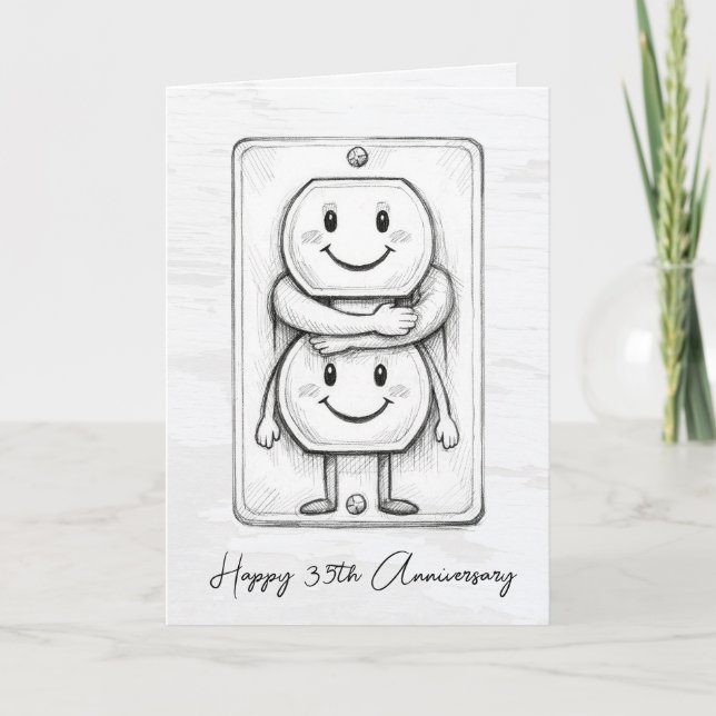 Tarjeta 35th Wedding Anniversary Electrical Socket  (Anverso)