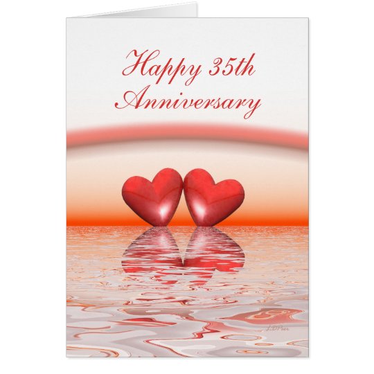 Tarjeta 35to Corazones del coral del aniversario