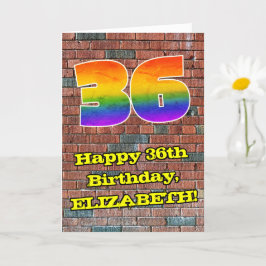 Tarjeta 36º cumpleaños: Arcoiris 36 inspirado en graffiti 