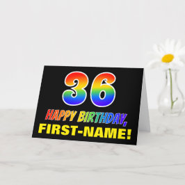 Tarjeta 36º cumpleaños: audaz, divertido, simple, arcoiris