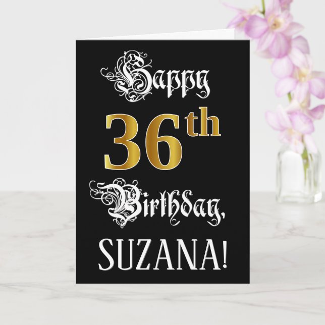 Tarjeta 36º Cumpleaños — Guión de Fancy; Mirada de Oro Fau (Orquídea)