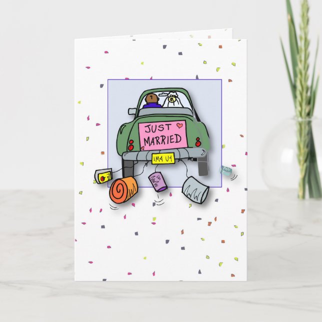 Tarjeta 3653 Sólo Casado Carro Whimsical (Anverso)
