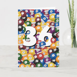 Tarjeta 36.º cumpleaños Billiard Balls