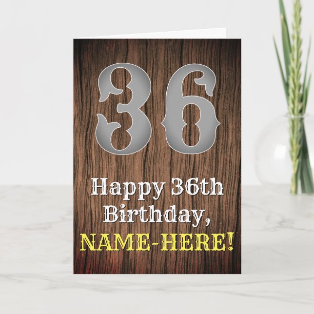 Tarjeta 36.º cumpleaños: Country Western Inspired Look, No (Anverso)