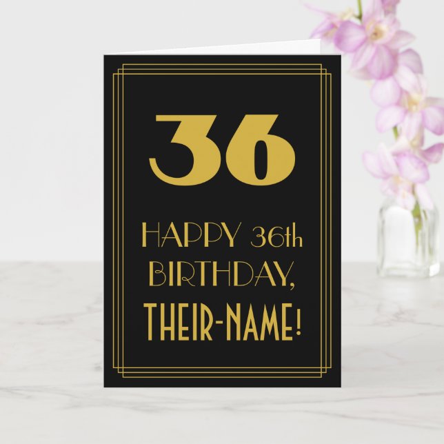 Tarjeta 36 Aniversario - Estilo Art Deco inspirado "36" y  (Orquídea)
